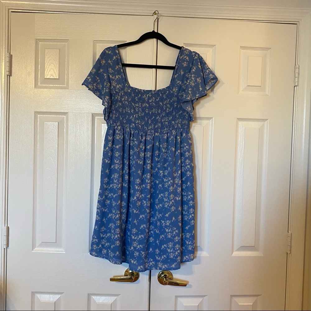 Blue Floral Maternity Dress, Size L